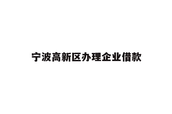 详细阅读:宁波高新区办理企业借款 宁波高新区办理企业借款