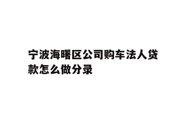 详细阅读:宁波海曙区公司购车法人贷款怎么做分录 宁波海曙区公司购车法人贷款怎么做分录