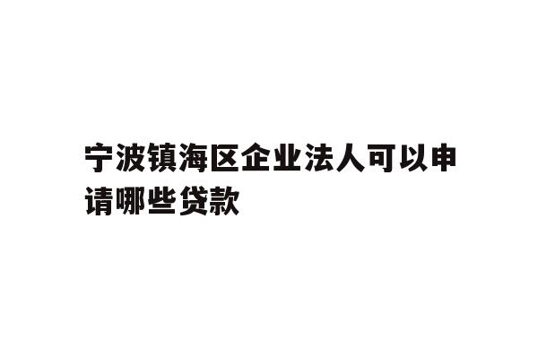 宁波镇海区企业法人可以申请哪些贷款