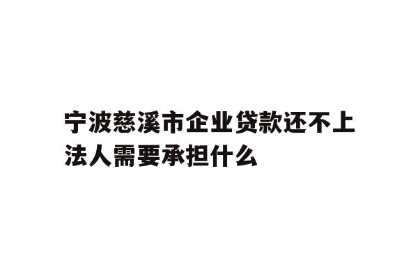 详细阅读:宁波慈溪市企业贷款还不上法人需要承担什么 宁波慈溪市企业贷款还不上法人需要承担什么