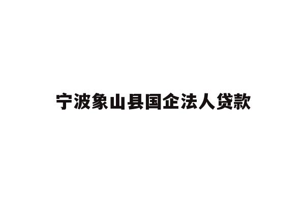 宁波象山县国企法人贷款