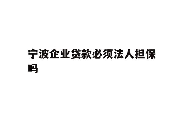 宁波企业贷款必须法人担保吗