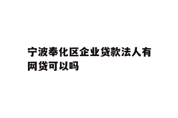 宁波奉化区企业贷款法人有网贷可以吗