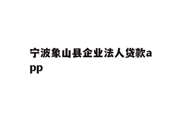 宁波象山县企业法人贷款app