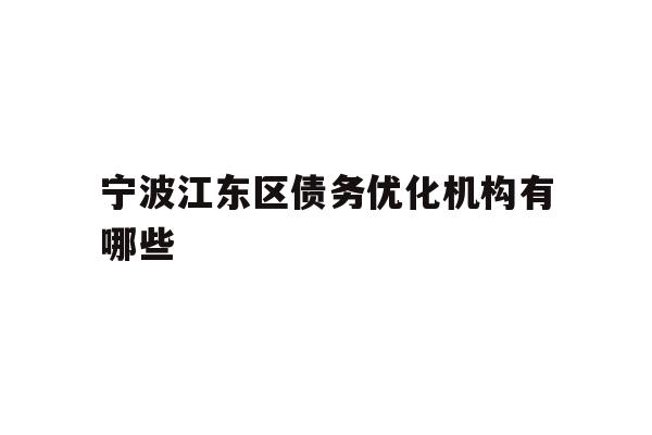 宁波江东区债务优化机构有哪些