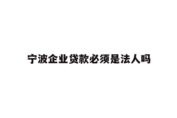 详细阅读:宁波企业贷款必须是法人吗 宁波企业贷款必须是法人吗