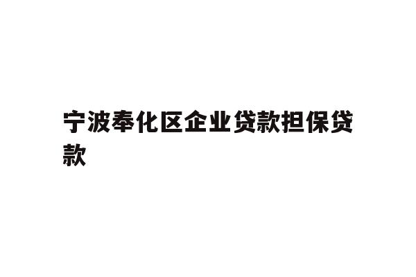宁波奉化区企业贷款担保贷款