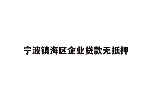 宁波镇海区企业贷款无抵押