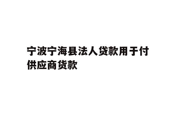 宁波宁海县法人贷款用于付供应商货款