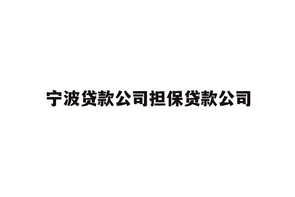 宁波贷款公司担保贷款公司