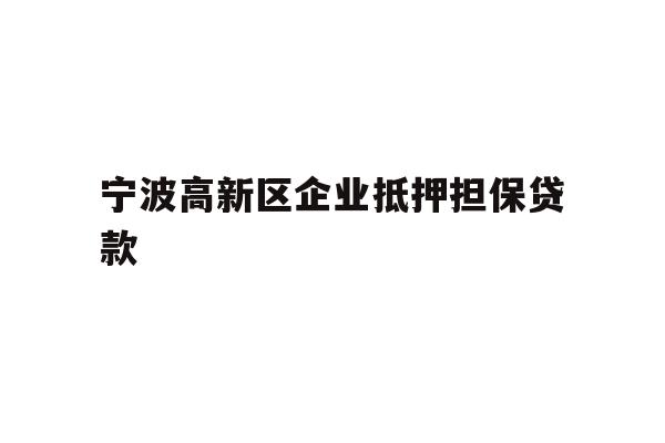 宁波高新区企业抵押担保贷款