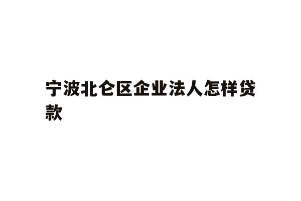 宁波北仑区企业法人怎样贷款