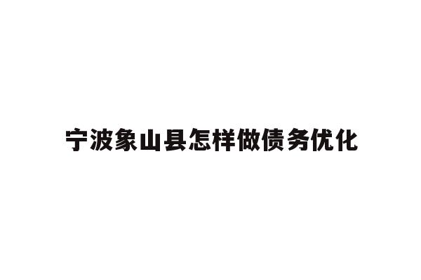 详细阅读:宁波象山县怎样做债务优化 宁波象山县怎样做债务优化