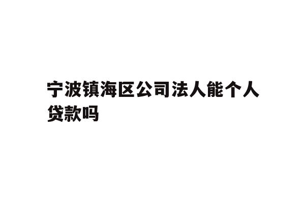 宁波镇海区公司法人能个人贷款吗