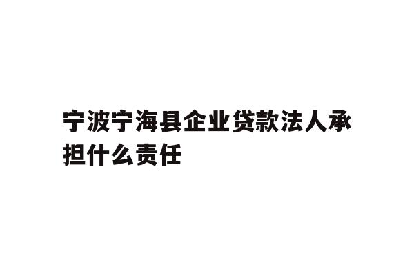 详细阅读:宁波宁海县企业贷款法人承担什么责任 宁波宁海县企业贷款法人承担什么责任