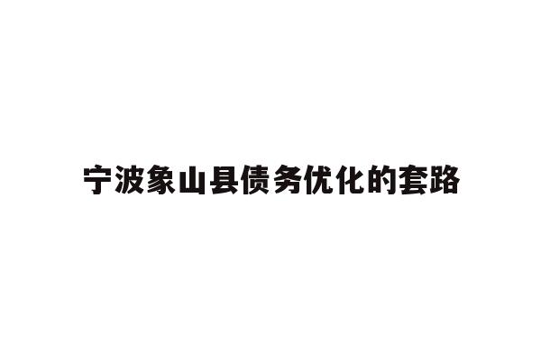 宁波象山县债务优化的套路