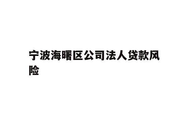 宁波海曙区公司法人贷款风险