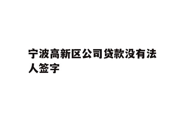 详细阅读:宁波高新区公司贷款没有法人签字 宁波高新区公司贷款没有法人签字