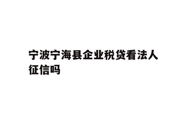 宁波宁海县企业税贷看法人征信吗