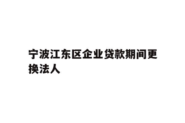 宁波江东区企业贷款期间更换法人
