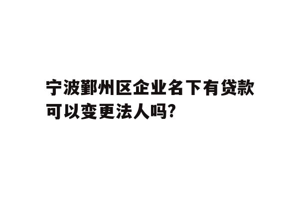 详细阅读:宁波鄞州区企业名下有贷款可以变更法人吗? 宁波鄞州区企业名下有贷款可以变更法人吗?