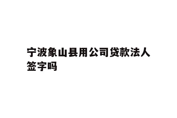 详细阅读:宁波象山县用公司贷款法人签字吗 宁波象山县用公司贷款法人签字吗