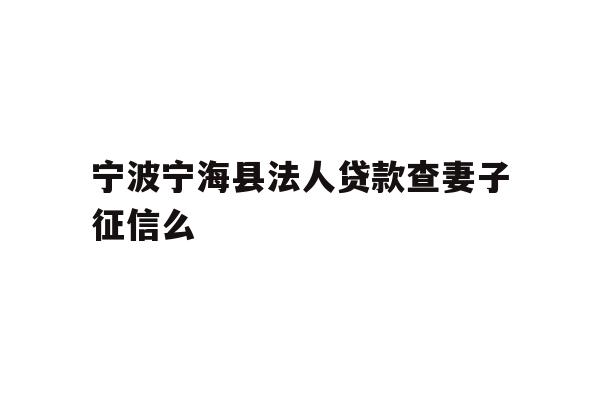 详细阅读:宁波宁海县法人贷款查妻子征信么 宁波宁海县法人贷款查妻子征信么