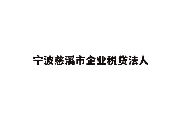 宁波慈溪市企业税贷法人