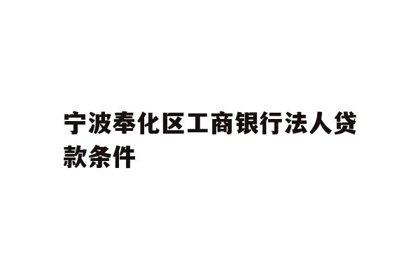 宁波奉化区工商银行法人贷款条件