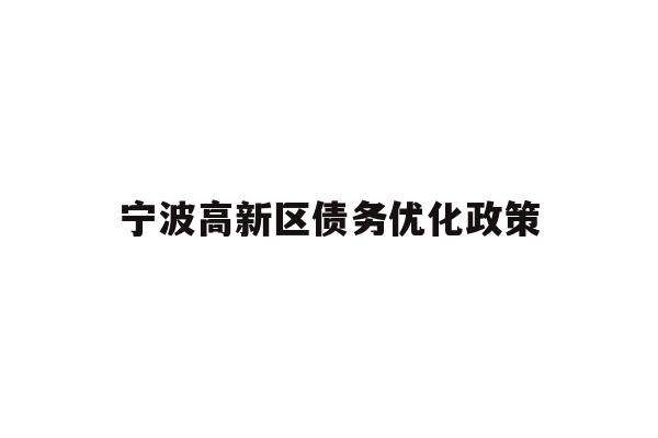 宁波高新区债务优化政策