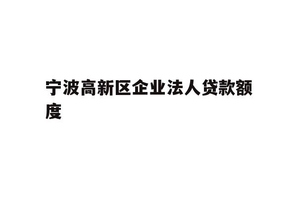 详细阅读:宁波高新区企业法人贷款额度 宁波高新区企业法人贷款额度