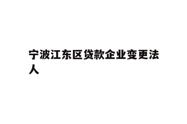 宁波江东区贷款企业变更法人