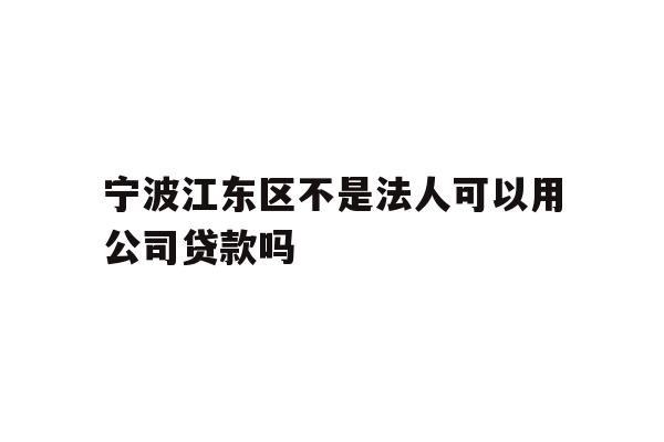宁波江东区不是法人可以用公司贷款吗