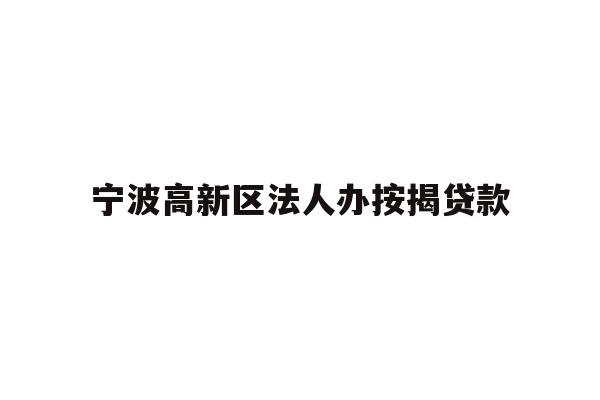 宁波高新区法人办按揭贷款