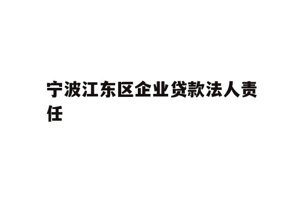 详细阅读:宁波江东区企业贷款法人责任 宁波江东区企业贷款法人责任