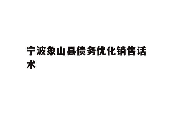 详细阅读:宁波象山县债务优化销售话术 宁波象山县债务优化销售话术
