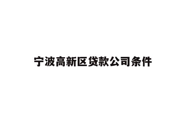 详细阅读:宁波高新区贷款公司条件 宁波高新区贷款公司条件