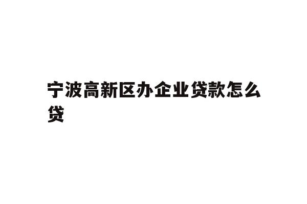 详细阅读:宁波高新区办企业贷款怎么贷 宁波高新区办企业贷款怎么贷
