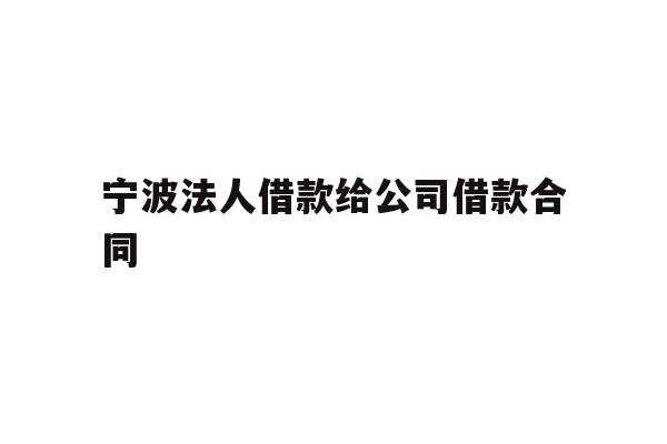 详细阅读:宁波法人借款给公司借款合同 宁波法人借款给公司借款合同