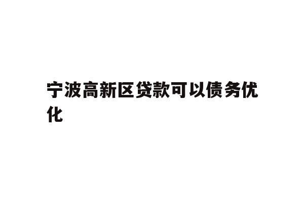 宁波高新区贷款可以债务优化