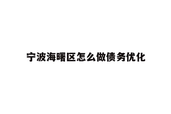 宁波海曙区怎么做债务优化