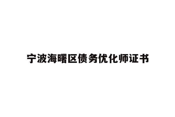 宁波海曙区债务优化师证书