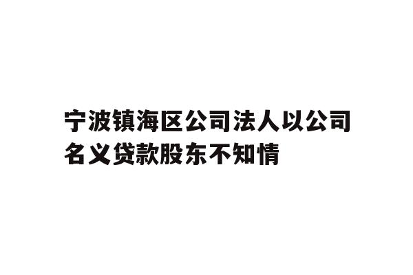 详细阅读:宁波镇海区公司法人以公司名义贷款股东不知情 宁波镇海区公司法人以公司名义贷款股东不知情