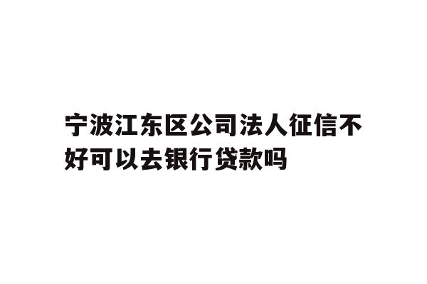 宁波江东区公司法人征信不好可以去银行贷款吗