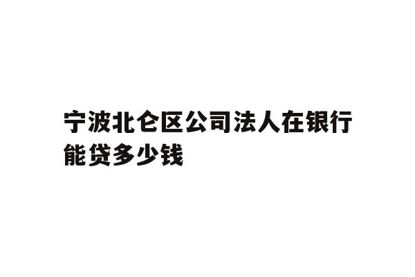 宁波北仑区公司法人在银行能贷多少钱