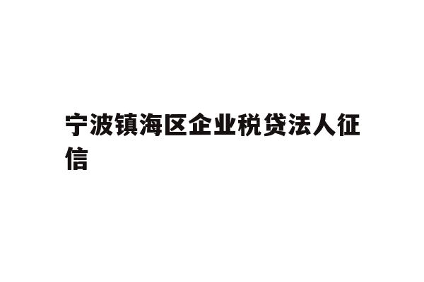 宁波镇海区企业税贷法人征信