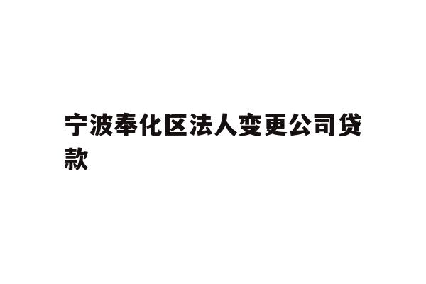 宁波奉化区法人变更公司贷款