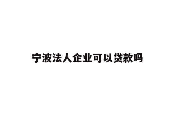 宁波法人企业可以贷款吗