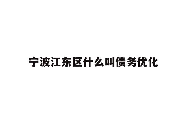 宁波江东区什么叫债务优化