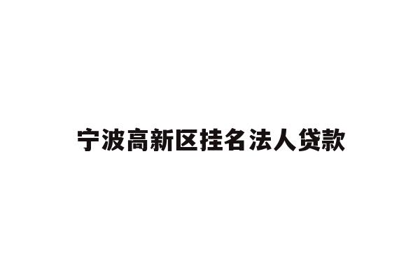 详细阅读:宁波高新区挂名法人贷款 宁波高新区挂名法人贷款